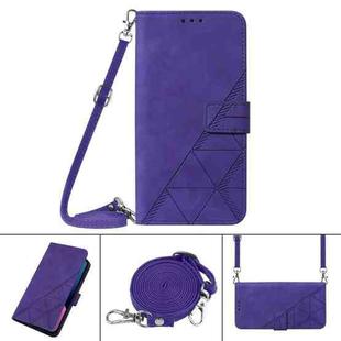 For iPhone 13 Pro Max Crossbody 3D Embossed Flip Leather Phone Case (Purple)