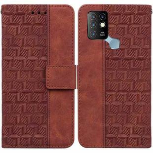 For Infinix Hot 10 X682 Geometric Embossed Leather Phone Case(Brown)