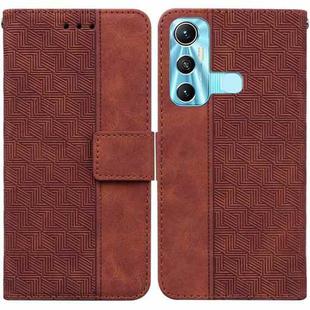 For Infinix Hot 11 X662 Geometric Embossed Leather Phone Case(Brown)