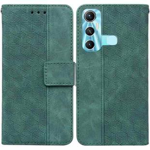 For Infinix Hot 11 X662 Geometric Embossed Leather Phone Case(Green)