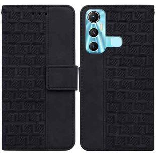 For Infinix Hot 11 X662 Geometric Embossed Leather Phone Case(Black)