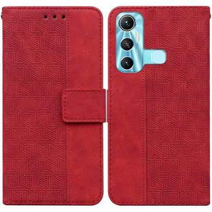 For Infinix Hot 11 X662 Geometric Embossed Leather Phone Case(Red)