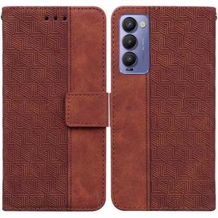 For Tecno Camon 18 / 18P Geometric Embossed Leather Phone Case(Brown)