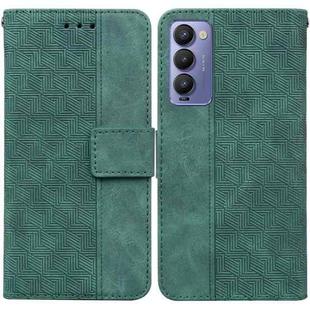For Tecno Camon 18 / 18P Geometric Embossed Leather Phone Case(Green)