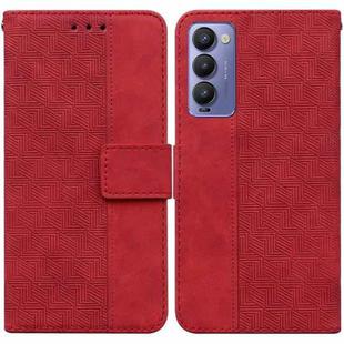 For Tecno Camon 18 / 18P Geometric Embossed Leather Phone Case(Red)