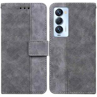 For Tecno Camon 18 Premier Geometric Embossed Leather Phone Case(Grey)