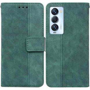 For Tecno Camon 18 Premier Geometric Embossed Leather Phone Case(Green)