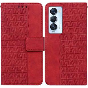 For Tecno Camon 18 Premier Geometric Embossed Leather Phone Case(Red)