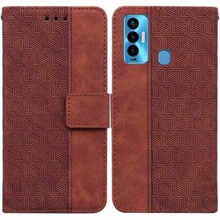 For Tecno Camon 18i Geometric Embossed Leather Phone Case(Brown)