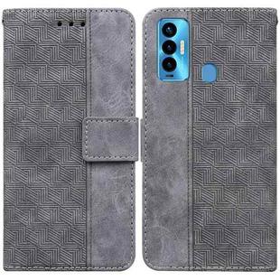 For Tecno Camon 18i Geometric Embossed Leather Phone Case(Grey)