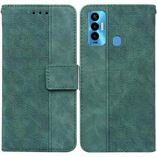 For Tecno Camon 18i Geometric Embossed Leather Phone Case(Green)