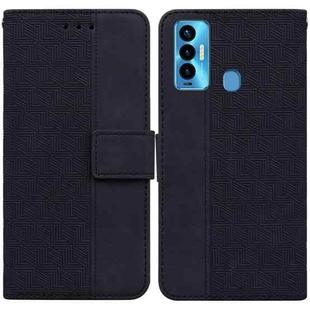 For Tecno Camon 18i Geometric Embossed Leather Phone Case(Black)