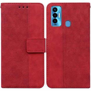 For Tecno Camon 18i Geometric Embossed Leather Phone Case(Red)