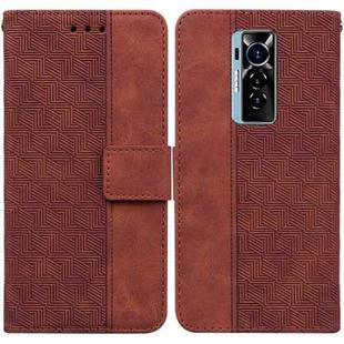 For Tecno Phantom X Geometric Embossed Leather Phone Case(Brown)