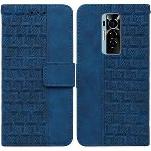 For Tecno Phantom X Geometric Embossed Leather Phone Case(Blue)