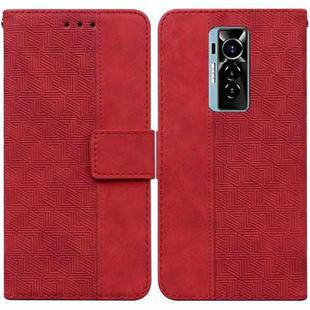 For Tecno Phantom X Geometric Embossed Leather Phone Case(Red)