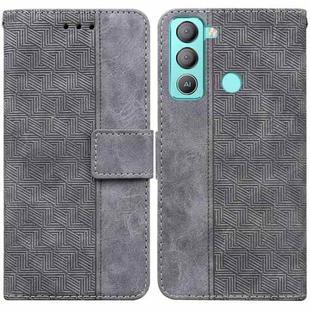 For Tecno Pop 5 LTE BD4 Geometric Embossed Leather Phone Case(Grey)