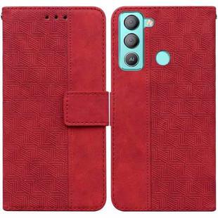 For Tecno Pop 5 LTE BD4 Geometric Embossed Leather Phone Case(Red)