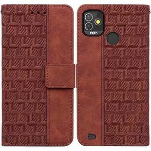 For Tecno Pop 5P Geometric Embossed Leather Phone Case(Brown)