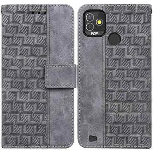 For Tecno Pop 5P Geometric Embossed Leather Phone Case(Grey)