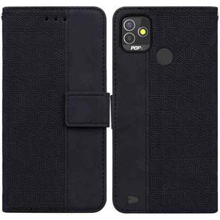 For Tecno Pop 5P Geometric Embossed Leather Phone Case(Black)