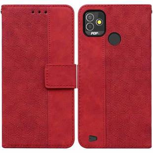 For Tecno Pop 5P Geometric Embossed Leather Phone Case(Red)