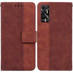 For Tecno Pova 2 Geometric Embossed Leather Phone Case(Brown)