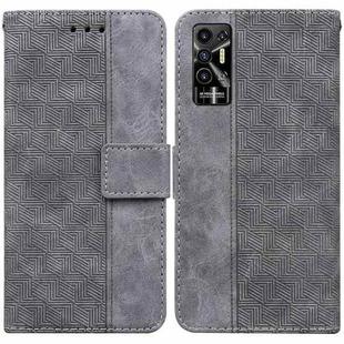 For Tecno Pova 2 Geometric Embossed Leather Phone Case(Grey)