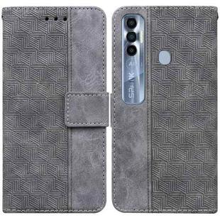 For Tecno Spark 7 Pro Geometric Embossed Leather Phone Case(Grey)