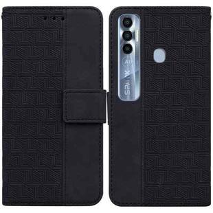 For Tecno Spark 7 Pro Geometric Embossed Leather Phone Case(Black)