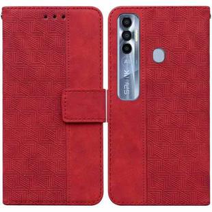 For Tecno Spark 7 Pro Geometric Embossed Leather Phone Case(Red)