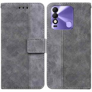 For Tecno Spark 8 / 8T Geometric Embossed Leather Phone Case(Grey)