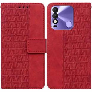 For Tecno Spark 8 / 8T Geometric Embossed Leather Phone Case(Red)