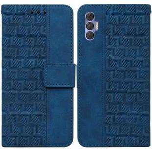 For Tecno Spark 8P Geometric Embossed Leather Phone Case(Blue)