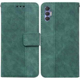 For Tecno Spark 8P Geometric Embossed Leather Phone Case(Green)