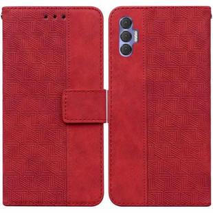 For Tecno Spark 8P Geometric Embossed Leather Phone Case(Red)