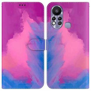 For Infinix Hot 11s X6812 Watercolor Pattern Horizontal Flip Leather Phone Case(Purple Red)