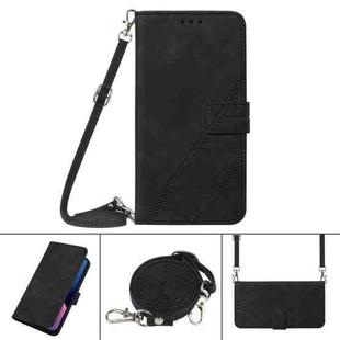 For Motorola Moto G22 Crossbody 3D Embossed Flip Leather Phone Case(Black)