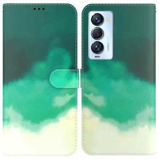 For Tecno Camon 18 Premier Watercolor Pattern Horizontal Flip Leather Phone Case(Cyan Green)