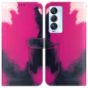For Tecno Camon 18 Premier Watercolor Pattern Horizontal Flip Leather Phone Case(Berry Color)