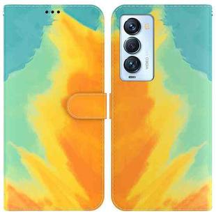 For Tecno Camon 18 Premier Watercolor Pattern Horizontal Flip Leather Phone Case(Autumn Leaf Color)