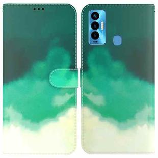 For Tecno Camon 18i Watercolor Pattern Horizontal Flip Leather Phone Case(Cyan Green)