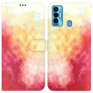 For Tecno Camon 18i Watercolor Pattern Horizontal Flip Leather Phone Case(Spring Cherry)