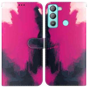 For Tecno Pop 5 LTE BD4 Watercolor Pattern Horizontal Flip Leather Phone Case(Berry Color)