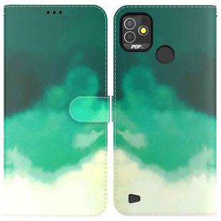 For Tecno Pop 5P Watercolor Pattern Horizontal Flip Leather Phone Case(Cyan Green)