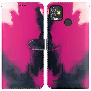 For Tecno Pop 5P Watercolor Pattern Horizontal Flip Leather Phone Case(Berry Color)