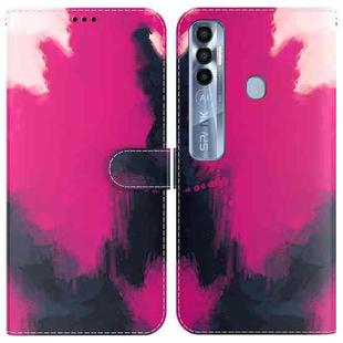 For Tecno Spark 7 Pro Watercolor Pattern Horizontal Flip Leather Phone Case(Berry Color)