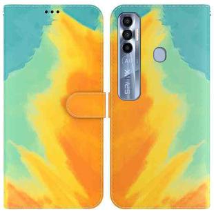 For Tecno Spark 7 Pro Watercolor Pattern Horizontal Flip Leather Phone Case(Autumn Leaf Color)