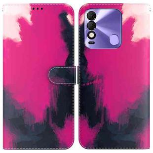 For Tecno Spark 8 / 8T Watercolor Pattern Horizontal Flip Leather Phone Case(Berry Color)