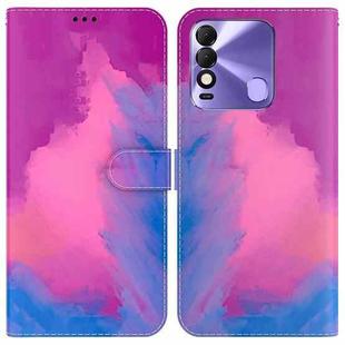 For Tecno Spark 8 / 8T Watercolor Pattern Horizontal Flip Leather Phone Case(Purple Red)